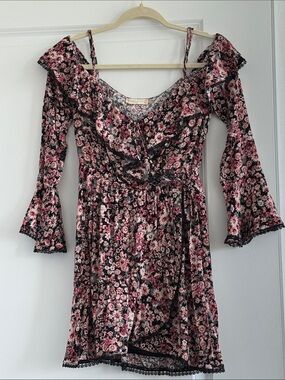 Altar'd State Pink Floral Off-Shoulder Mini Dress